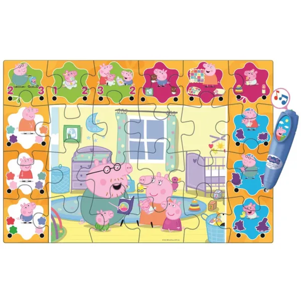 Prasiatko Peppa interaktívne 24-dielne podlahové puzzle - Clementoni obrázok 3