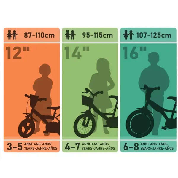R88 14” detský bicykel s držiakom na fľašu a pomocnými kolieskami v oranžovo-čiernej farbe – bicykel Dino Bikes obrázok 4