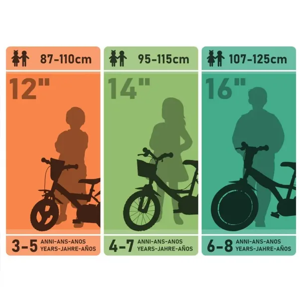 R88 16” detský bicykel s držiakom na fľašu a bočnými kolieskami v oranžovo-čiernej farbe – bicykel Dino Bikes obrázok 4