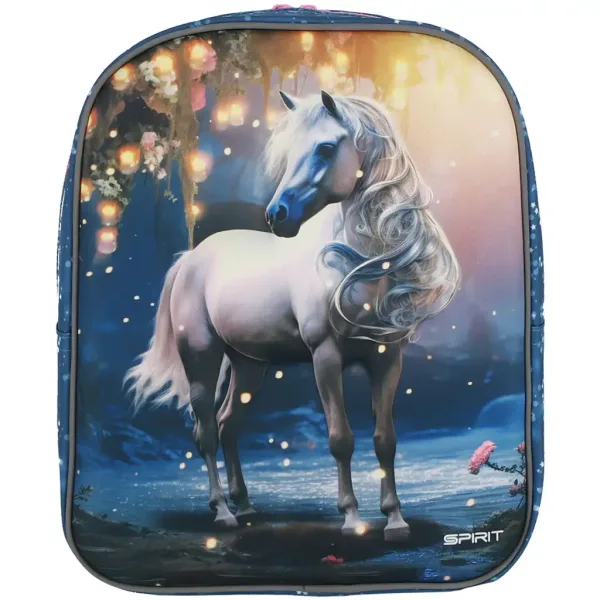 Spirit: Biela kobyla jazdec 3D vzorovaný zaoblený škôlkarský batoh 30x25x12cm obrázok 3