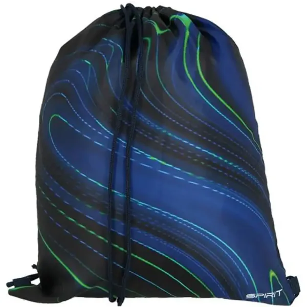 Spirit: Blue Stripes modro-zelené pruhy na čiernom podklade školská taška, batoh 4-dielna súprava 41x20x32cm obrázok 4