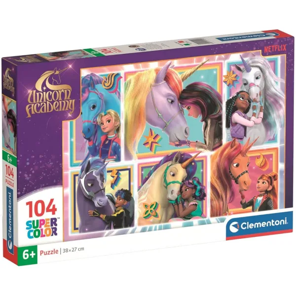 Unicornová akadémia spolu s jednorožcami 104-dielne Supercolor puzzle - Clementoni obrázok 1