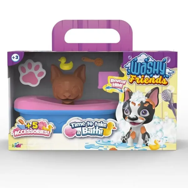 Washy Friends: Color Reveal Boston Terrier kutyka s vaňou a doplnkami obrázok 1