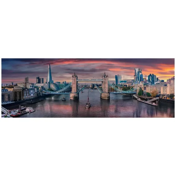 Západ slnka na Temži HQC 1000-dielna panoramatická puzzle s plagátom - Clementoni obrázok 2