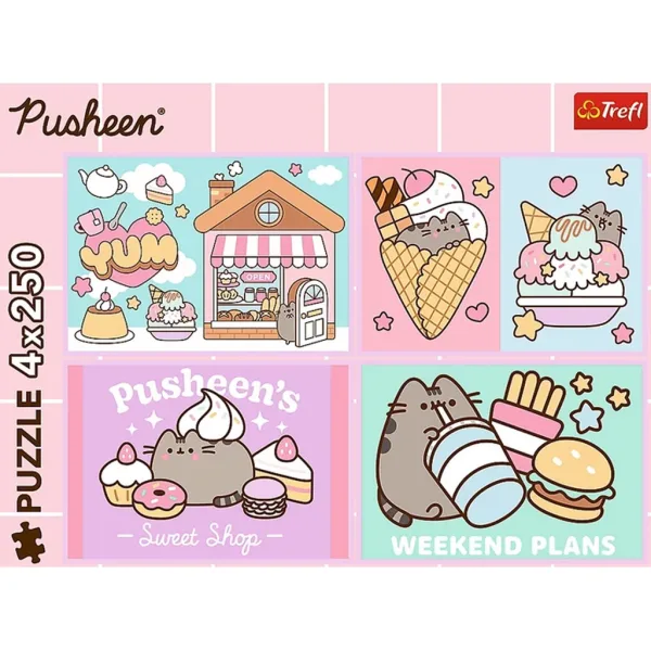 Zoznámte sa s mačkou Pusheen 4×250-dielne puzzle - Trefl obrázok 2