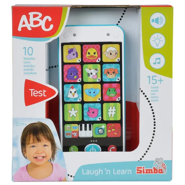 ABC smartfón v bielo-modrej farbe so svetlom a zvukom 13cm - Simba Toys obrázok 2