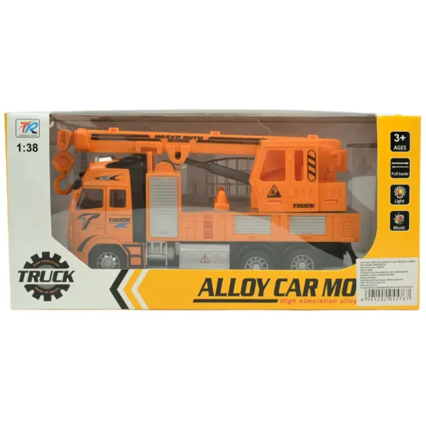Alloy Car: Nákladné auto so žeriavom a zotrvačníkom 20cm obrázok 7
