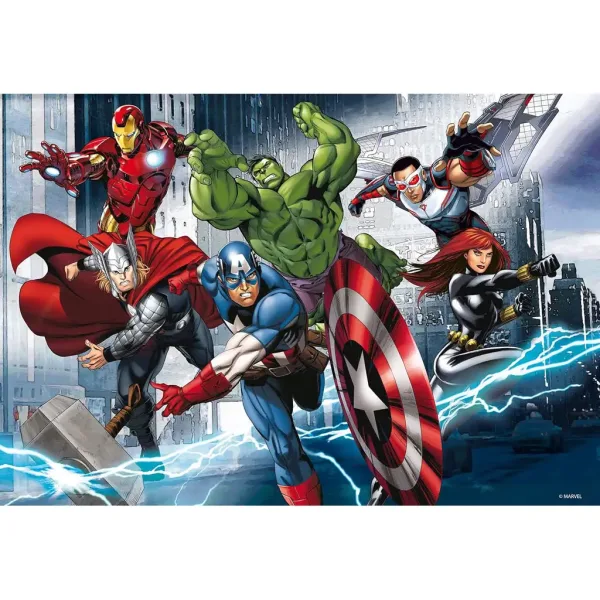 Avengers: Hrdinovia 2 v 1, 60-dielne puzzle a omaľovánka 50x35 cm – Lisciani obrázok 2