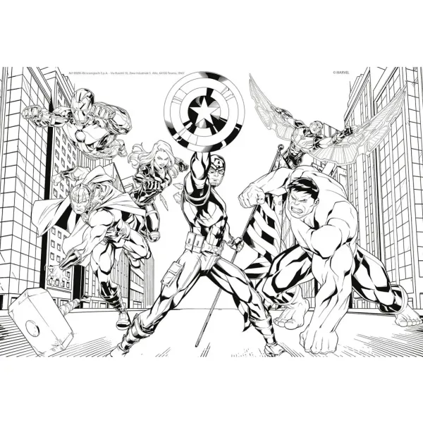 Avengers: Hrdinovia 2 v 1, 60-dielne puzzle a omaľovánka 50x35 cm – Lisciani obrázok 3