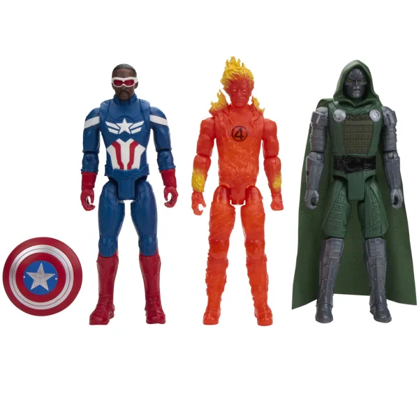 Avengers Titan Hero: Doomsday Doctor Doom, Kapitán Amerika a Ľudská fakľa 29 cm akčná figúrková súprava – Hasbro obrázok 2