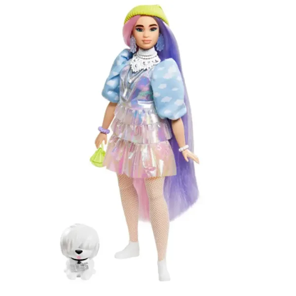 Barbie Extra: Bábika v trblietavých šatách s domácim miláčikom - Mattel obrázok 2
