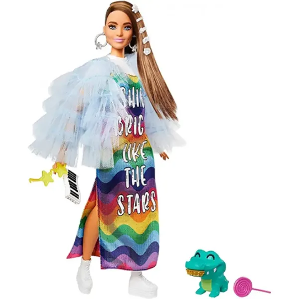 Barbie: Extravagantná bábika v dúhových šatách - Mattel obrázok 2