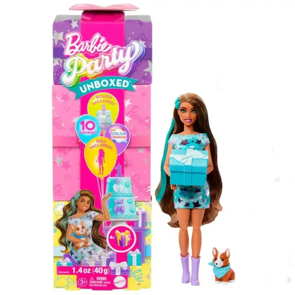 Barbie: Party Reveal prekvapenie bábika s Corgi psíkom - Mattel obrázok 1