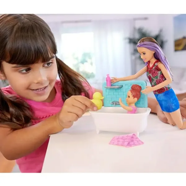 Barbie: Skipper kúpeľný bábika opatrovateľský herný set - Mattel obrázok 3