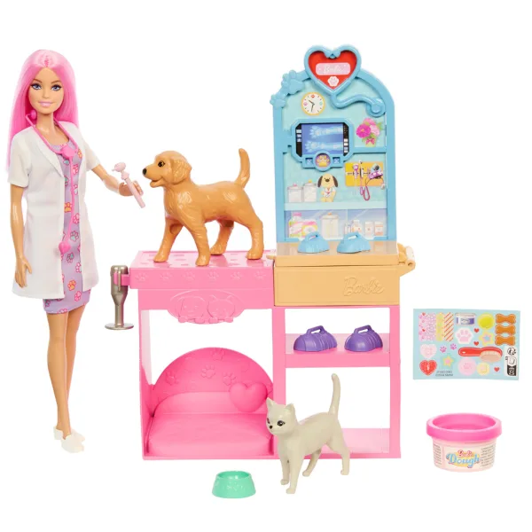 Barbie veterinárna klinika na sadrovanie s bábikou s ružovými vlasmi - Mattel obrázok 2