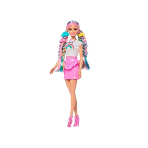 Barbie: Žiariaca Dúhová vlna bábika s doplnkami - Mattel obrázok 3