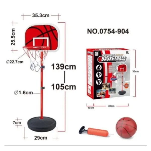 Basketbalová doska na stojane s pumpou a loptou obrázok 2
