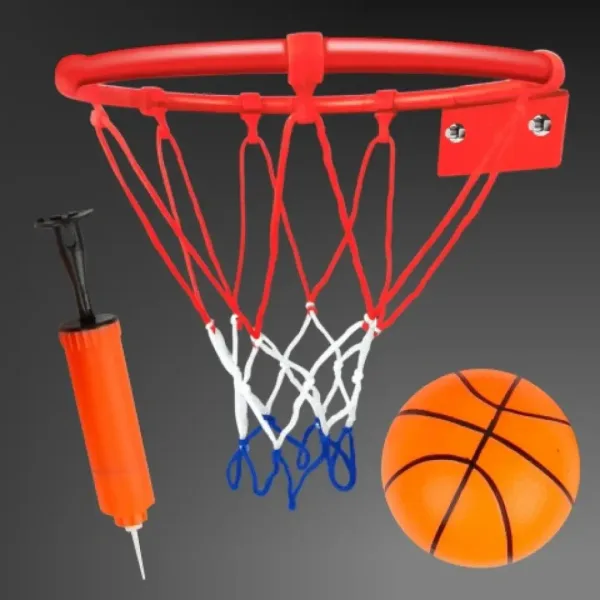 Basketbalový set s prsteňom, farebnou sieťou, loptou a pumpou 24cm obrázok 3