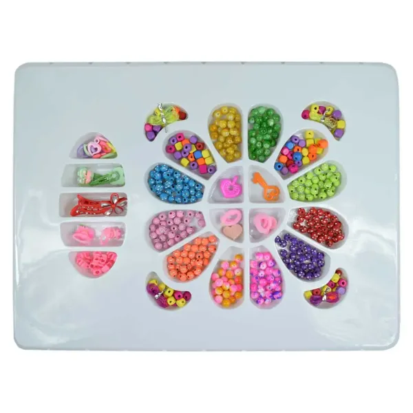Beads Series: Set na výrobu šperkov s korálkami, sponkou a gumičkou do vlasov 500+ korálkov obrázok 2