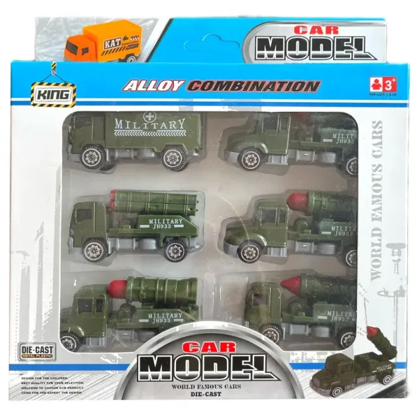Car Model: 6-dielny set vojenských autíčok obrázok 3