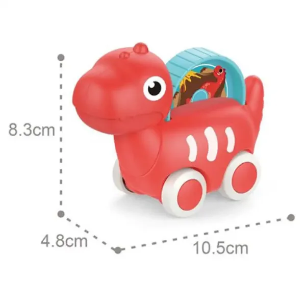 Červené dinosaurové autíčko s pohyblivým obrázkom 10,5cm obrázok 2