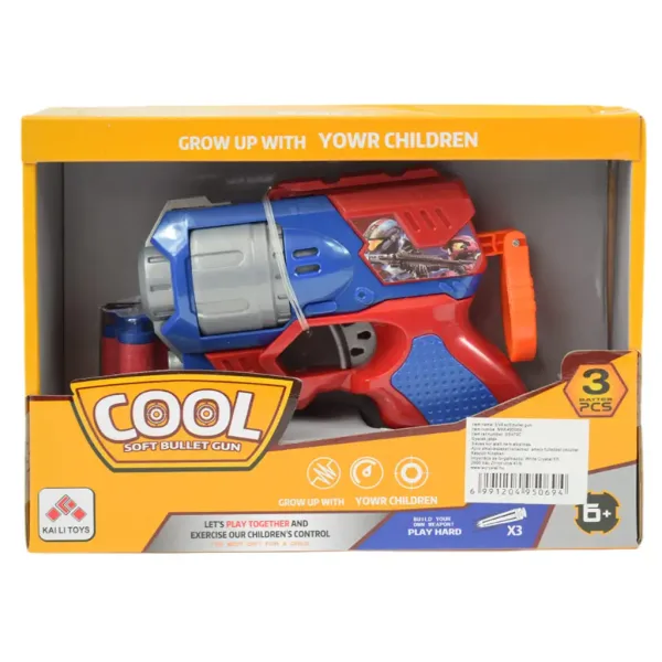 Cool Soft Bullet Gun: Malá zbraň s nábojmi v modro-červenej farbe 14 cm obrázok 6