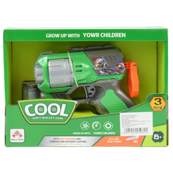 Cool Soft Bullet Gun: Malá zbraň s nábojmi v zelenej farbe 14cm obrázok 5