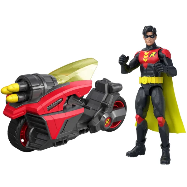 DC Robin akčná figúrka s motorkou a vystreľovacími raketami – Mattel obrázok 2