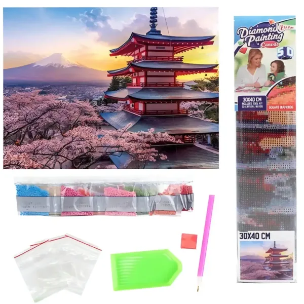 Diamantové puzzle: Japonská pagoda diamantový maliarsky set 30x40cm obrázok 2