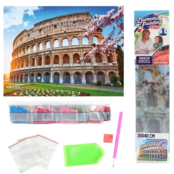 Diamantové puzzle: Rímsky Koloseum diamantový maliarsky set 30x40cm obrázok 2