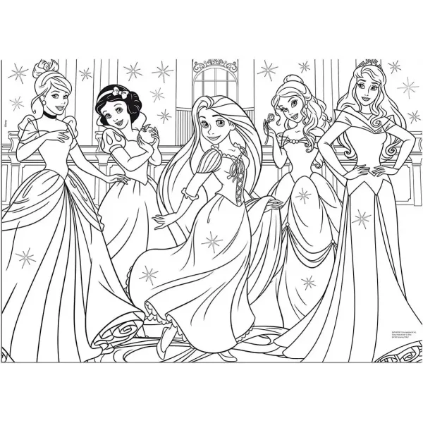 Disney Princezné 2 v 1 60-dielne maxi puzzle a omaľovánka 70x50 cm - Lisciani obrázok 2
