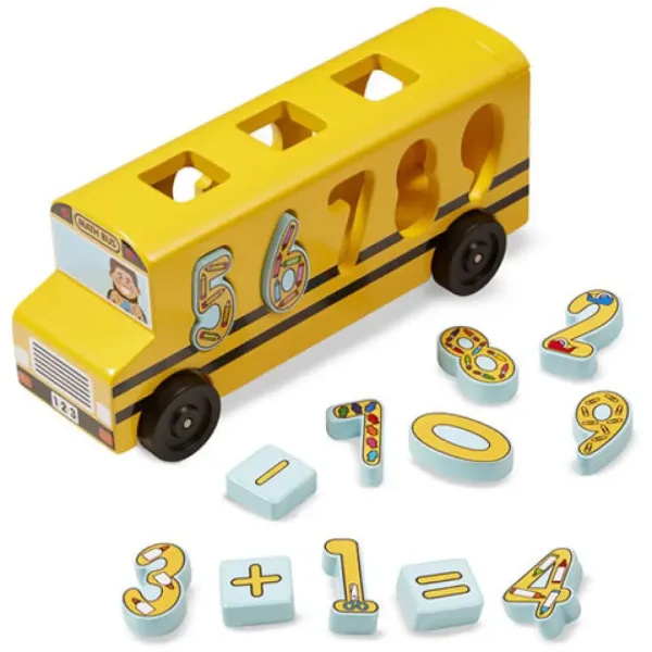Drevený triedič tvarov školský autobus so číslicami - Melissa & Doug obrázok 2