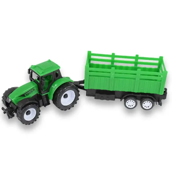 Farm Truck: Dvojdielny zelený set, traktor s prívesom obrázok 4