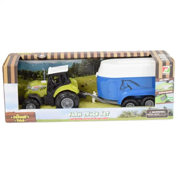 Farm Truck: Traktor s prívesom na prepravu koňa so svetlom a zvukom 23cm obrázok 4