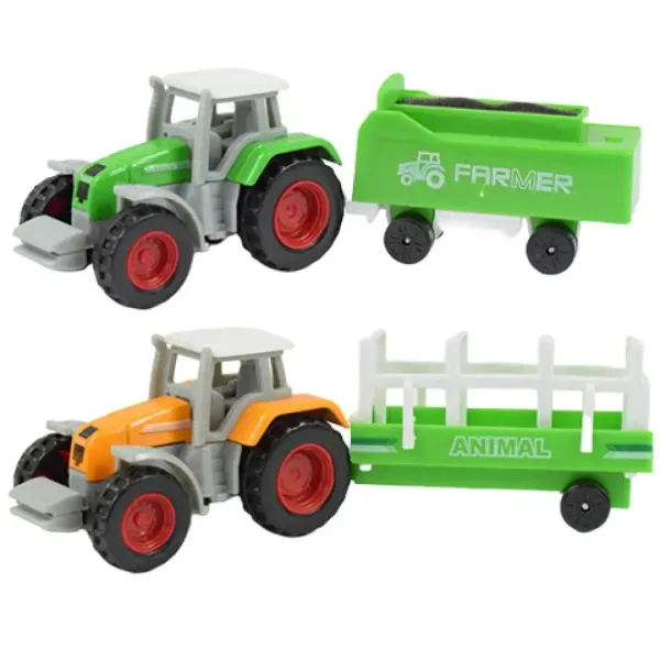 Farm World: 4-dielny poľnohospodársky traktor s prívesom 1/64 obrázok 3