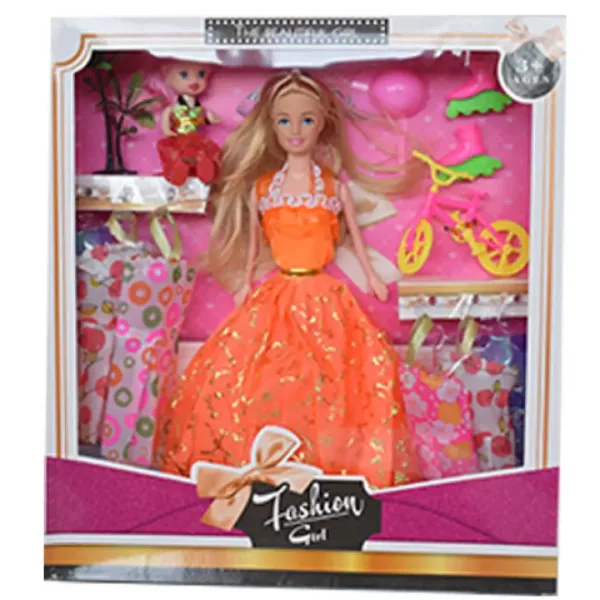 Fashion Girl: Bábika a detská bábika, set s bicyklom a príslušenstvom 28 cm obrázok 4