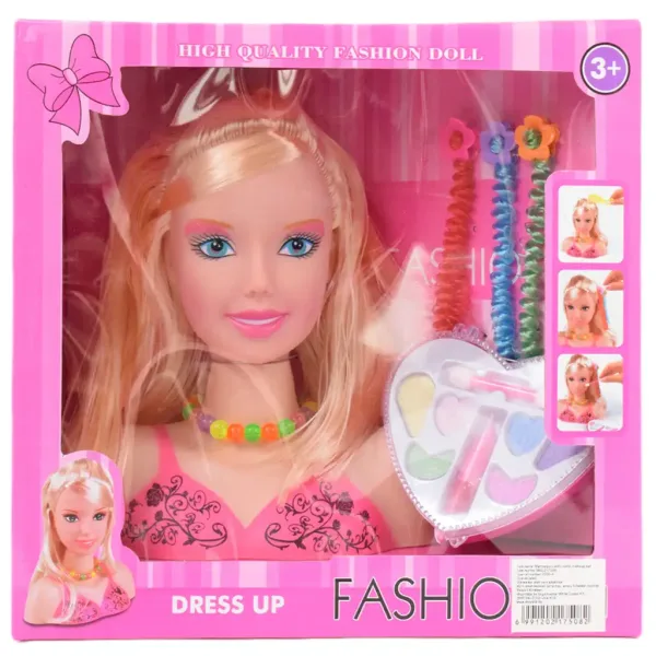 Fashion Girl: Česateľná hlava s blond vlasmi, paletou farieb a príslušenstvom 21cm obrázok 8