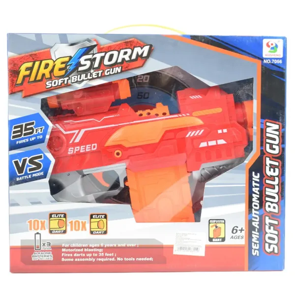 Fire Storm: Elektrická zbraň na penové náboje s nábojmi a svetlom 33 cm obrázok 7