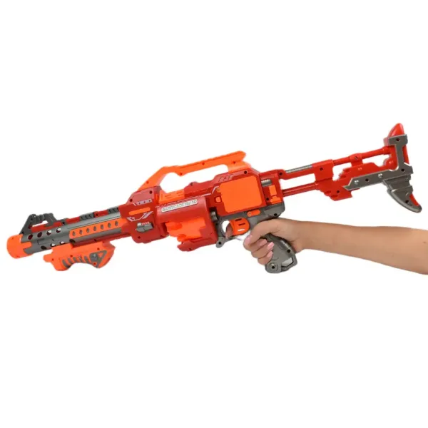 Flames Storm: Elektrická červená obrovská zbraň so svetlom, otočným zásobníkom a nábojmi 73cm obrázok 6