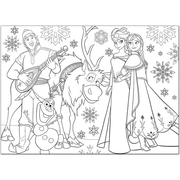 Frozen Zábava a hudba 2 v 1 60-dielne maxi puzzle a omaľovánka 70x50 cm – Lisciani obrázok 2