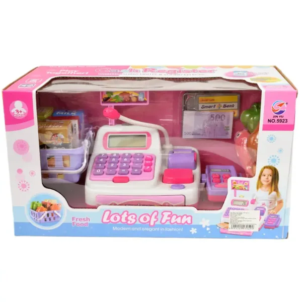 Happy Shopping: Elektronická bielo-ružová pokladňa so zvukom a príslušenstvom 22,5 x 17cm obrázok 10