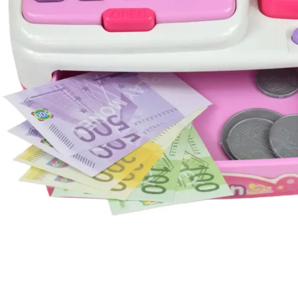 Happy Shopping: Elektronická bielo-ružová pokladňa so zvukom a príslušenstvom 22,5 x 17cm obrázok 2