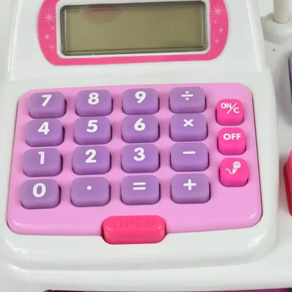 Happy Shopping: Elektronická bielo-ružová pokladňa so zvukom a príslušenstvom 22,5 x 17cm obrázok 3