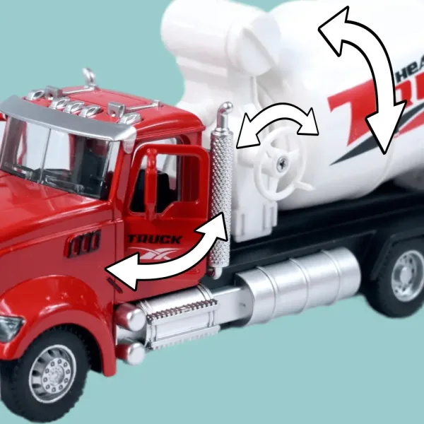 Heavy Duty Truck: Kovový model domiešavača s otvárateľnými dverami a otočným bubnom 1/36 obrázok 5