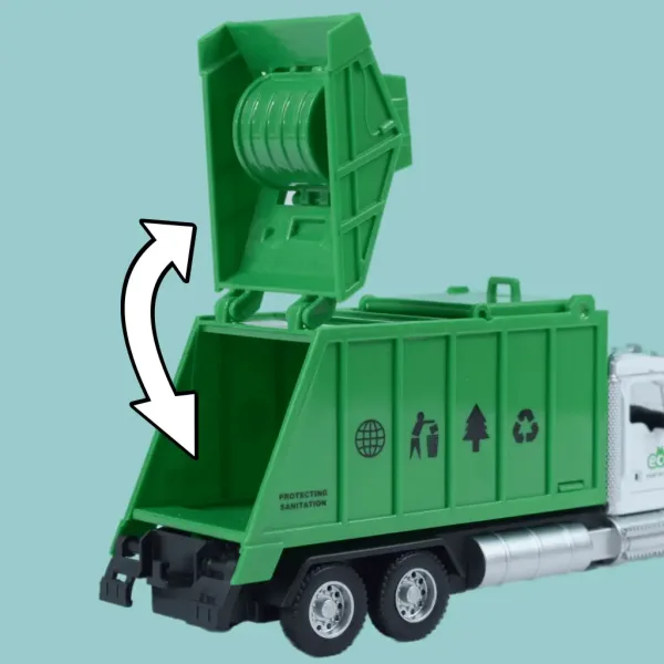 Heavy Duty Truck: Kovový model nákladného auta na zber odpadu s otvárateľnými dverami 1/36 obrázok 5