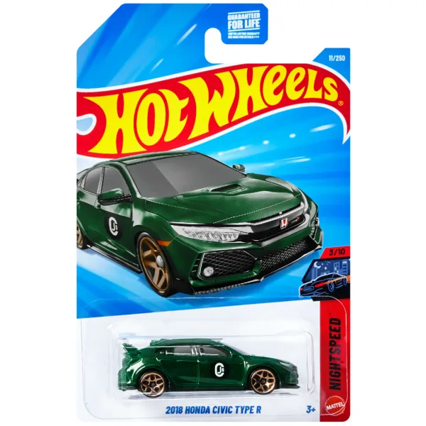 Hot Wheels: 2018 Honda Civic Type R zelené autíčko 1/64 – Mattel obrázok 1