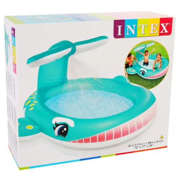 Intex: Striekajúci bazén v tvare veľryby 201x196x91cm obrázok 2