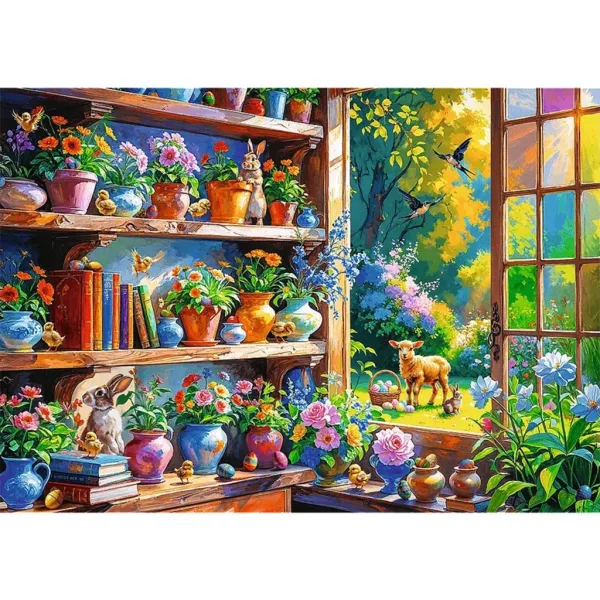 Jarné ráno v kvetinovom dome – 500 dielikové puzzle – Trefl obrázok 2