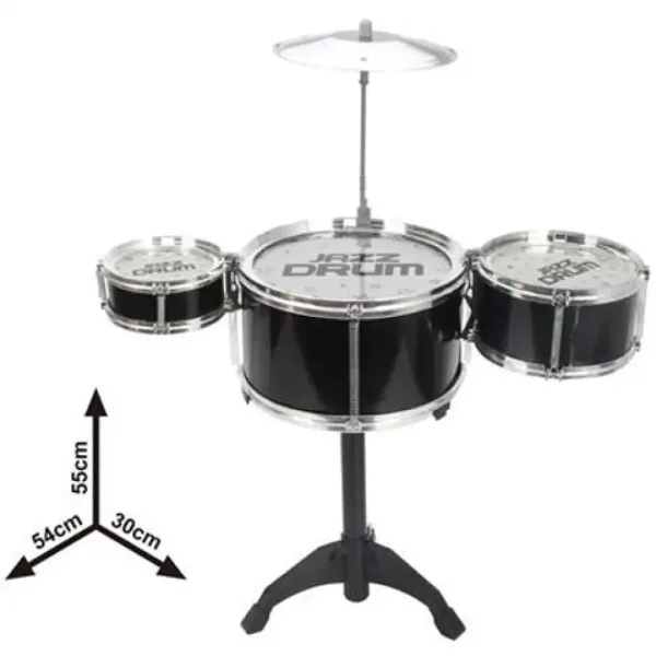Jazz Drum 4 dielny čierny bicí set so stojanom obrázok 2