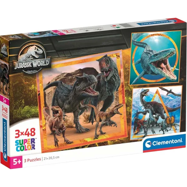 Jurassic World 3x48ks Supercolor puzzle - Clementoni obrázok 1